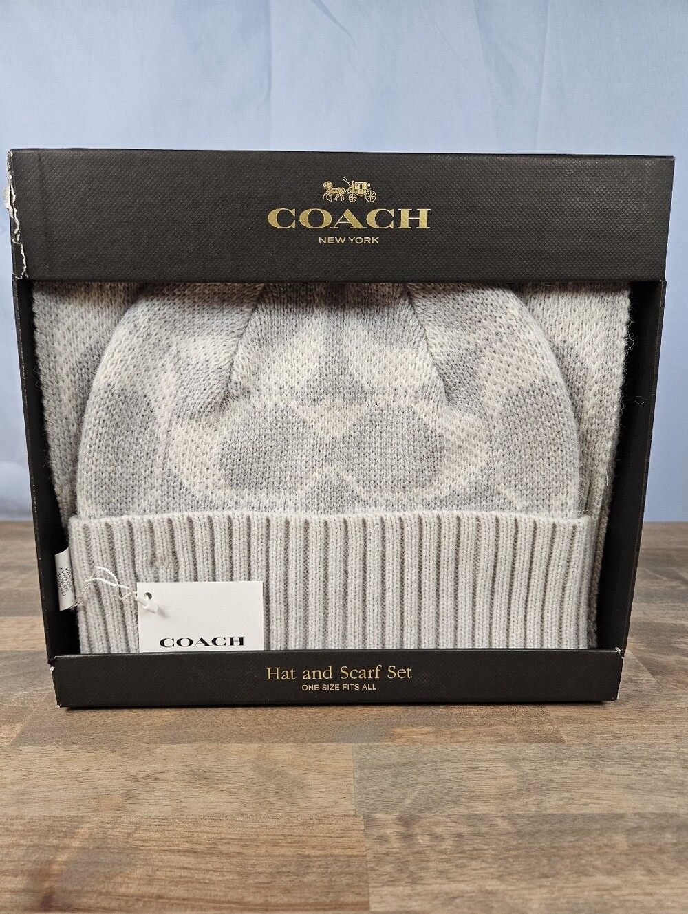 Coach Jumbo Signature C Logo Beanie & Scarf Set
